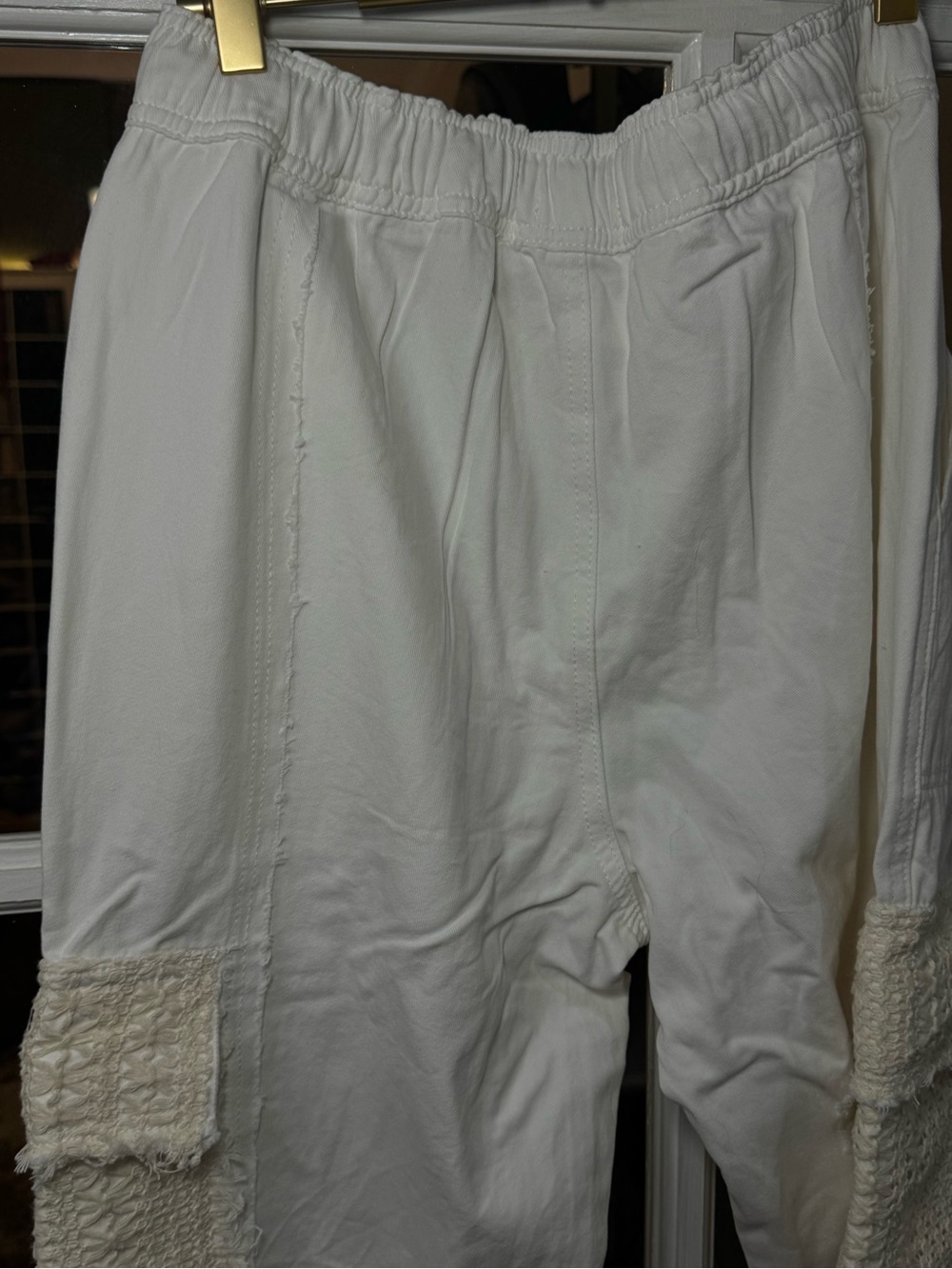 ▫️🌻 NEW POL BESTSELLER! White distressed lounge crotchet pocket cargo joggers🌻▫️ - Picture 4 of 11